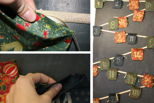 Etape 8 du calendrier de l'Avent : fixer les sachets