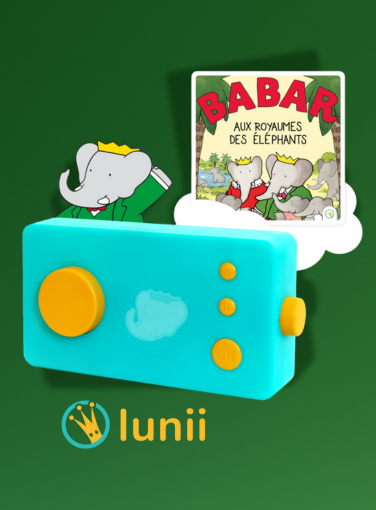 La Fabrique à Histoires Lunii et le livre audio "Babar aux royaumes des éléphants"