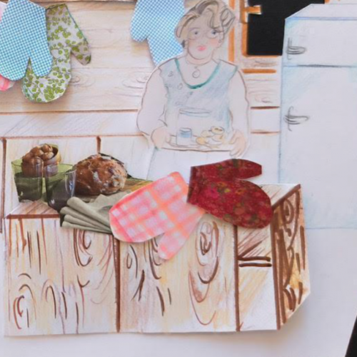 Croquette - Hélène Iratchet : Dessin et découpage, une femme dans sa cuisine