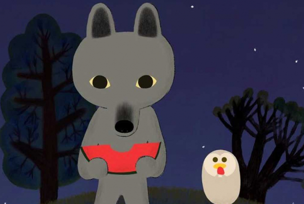 Un loup à la nuit tombée