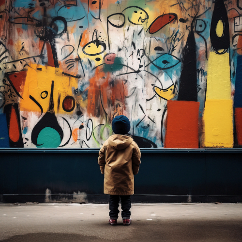 Enfant devant un street art
