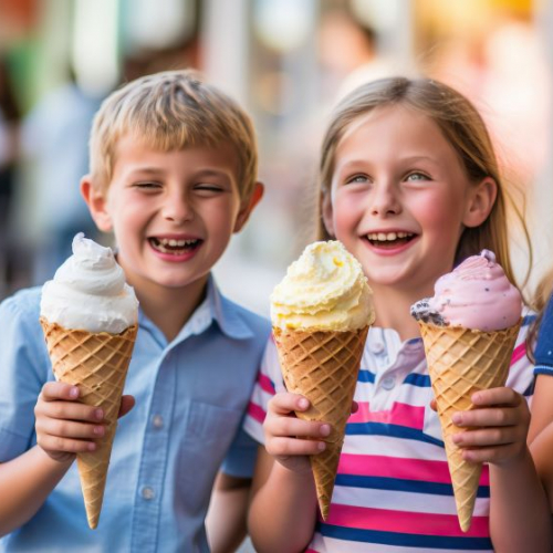 Enfants avec des glaces