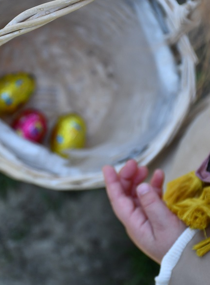 Pâques 2024 à la Ferme du Vinage : un panier rempli d'œufs en chocolats