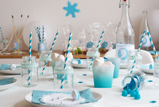 Anniversaire Reine des Neiges - décoration de table