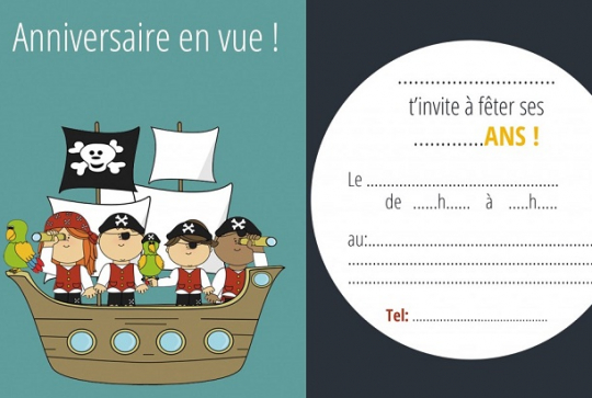 Anniversaire pirate - Carton d'invitation