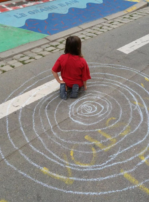 Le Grand Bain : fresque enfants