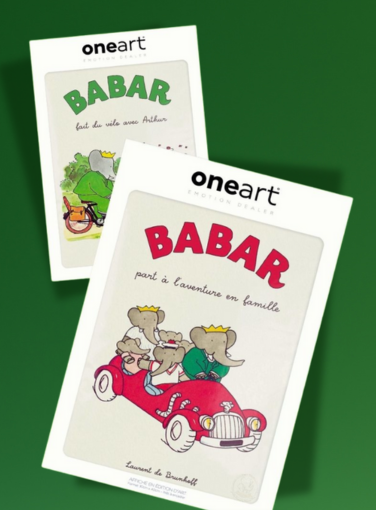 Une affiche vintage One Art de Babar pour Noël