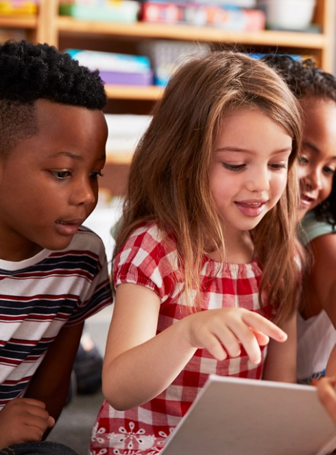 Biblis en folie : Des enfants regardent un livre