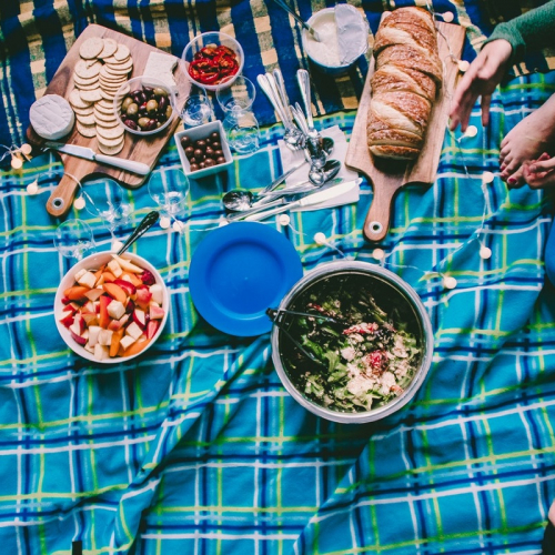 Aerial photography of of foods and plate