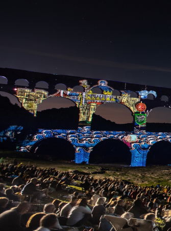 Spectacle son et lumière au Pont du Gard