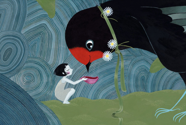 La Cabane aux oiseaux : oiseau boit de l'eau