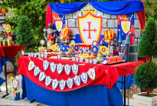 Chevaliers et dragons décoration suspendre bannière anniversaire médiévale fête