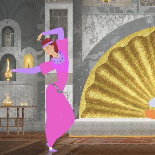 Le Pharaon, le Sauvage et la Maîtresse des Roses : danseuse et joueur de guitare