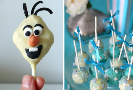 Pop cakes Reine des Neiges, Olaf et flocons