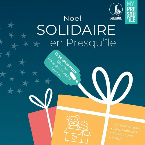 La Presqu'île fête Noël : Affiche du marché de Noël Solidaire