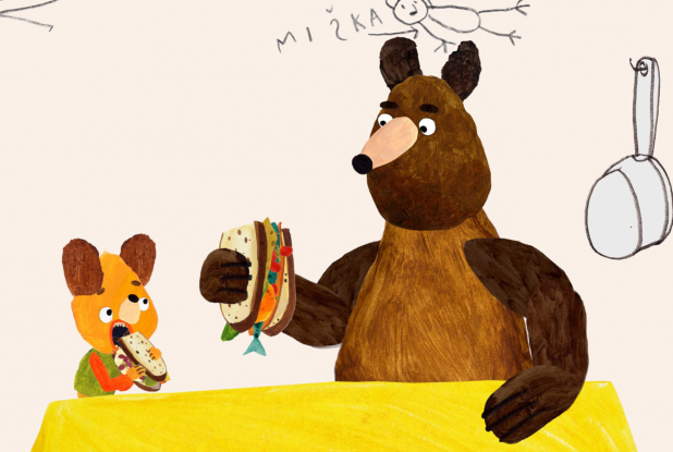 Les Ours gloutons : Nico et Mika mangent un sandwich