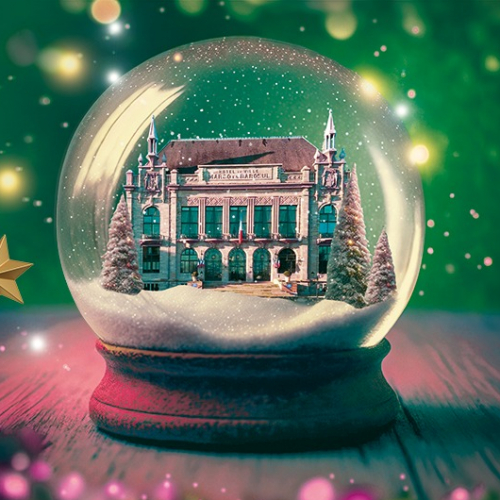 Marcq-en-Barœul fête Noël : La mairie dans une boule à neige